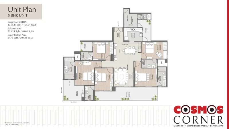 AU Cosmos Corner 3175 Sq.Ft. Unlocked Floor Plan View